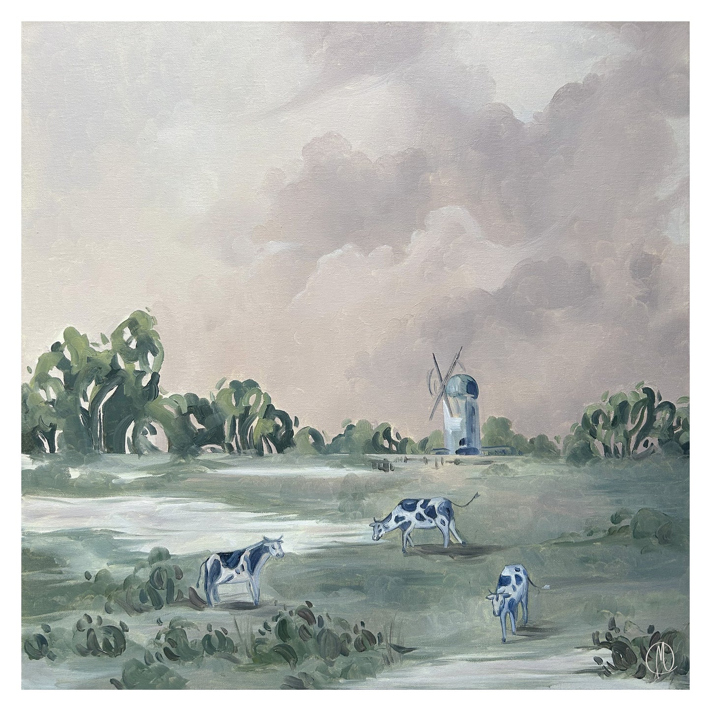 Wiatrak nad pastwiskiem